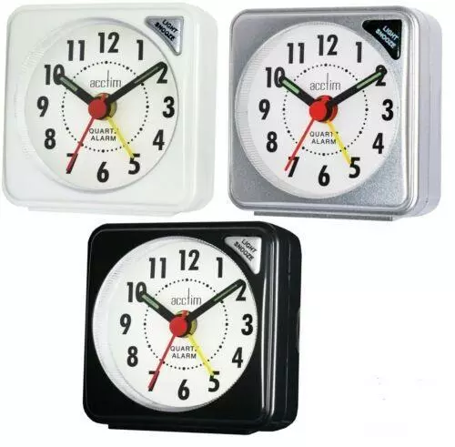 Tiny Travel Size Alarm Clock Crescendo Acctim Luminous Hands Snooze Button