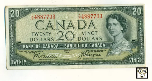 Beattie Coyne 1954  Bank of Canada  Devil $20  Note; C/E4887703 ; XF