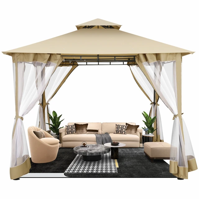 Pavillon 3x3m Gartenzelt Partyzelt Garten Pavillion Outdoor Zelt mit Moskitonetz