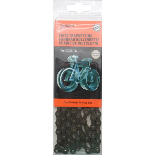 Chaîne VTT 1/2x1/8 Chaîne Vélo 1 Vitesse QitinDasen - 1/2 X 1/8 Pouce - 114 Maillons - Argent Chaîne VTT Single Speed