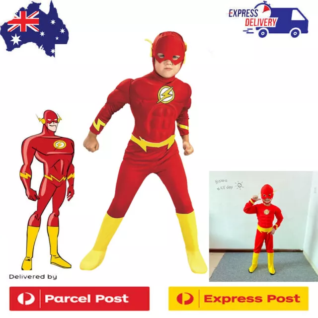 The Flash Boy's Jumpsuit Super Hero Cosplay Fancy Dress Justice League Costumes