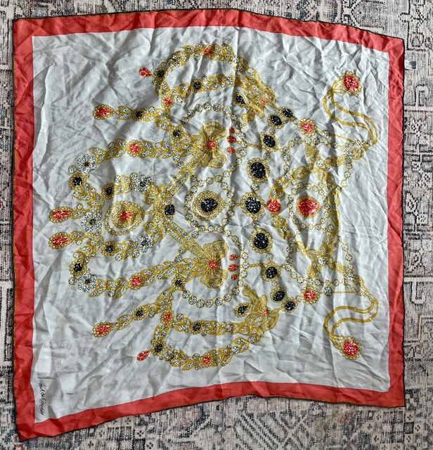 CARTIER SILK NECKERCHIEF Multicolored Jewels Scarf 100% Silk