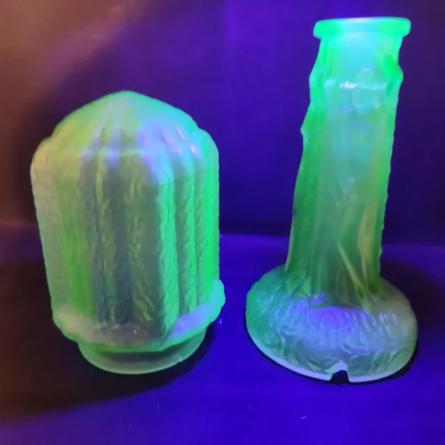 Walther & Söhne Uranium Glass  ART DECO LADY LAMP . Green and Spectacular.