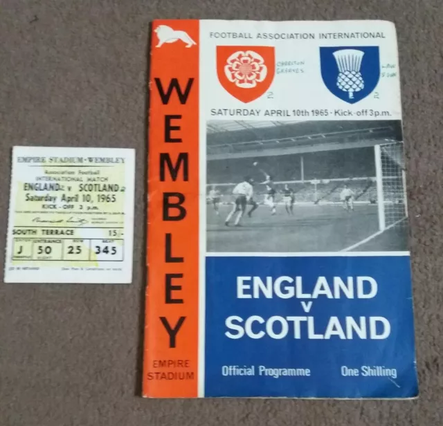 England V Scotland- 10 April 1965- Ticket Stub & Programme