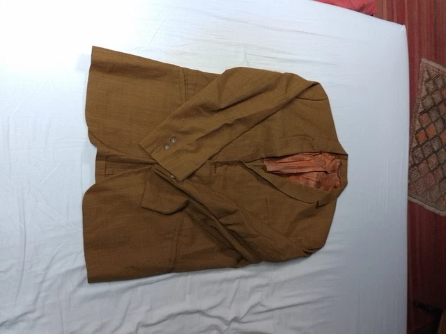 Veste Vintage Homme Prince De Galles Années 60 - Carreaux Noir/orange, Taille M, Occasion