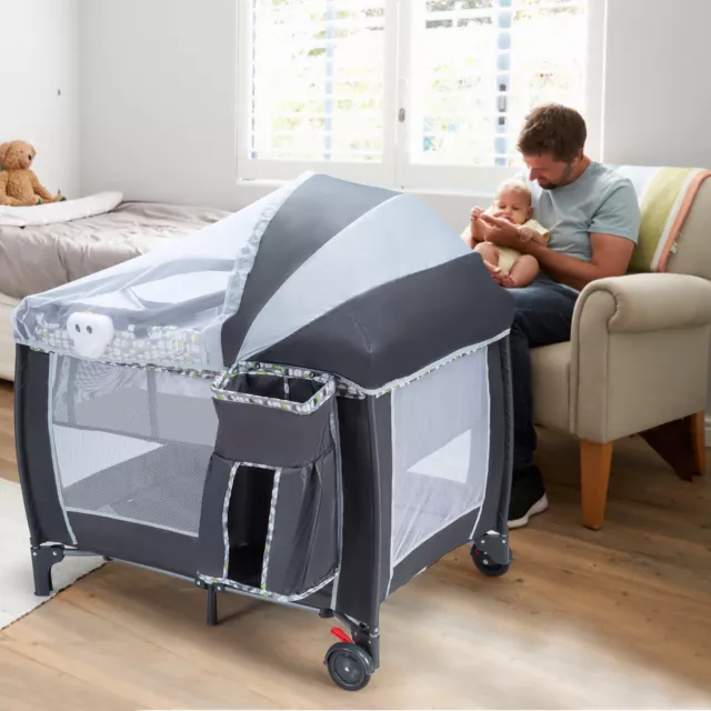 3 IN 1 Portable Baby Travel Cot Crib Foldable Playpen Infant Bassinet Bed Cot 3