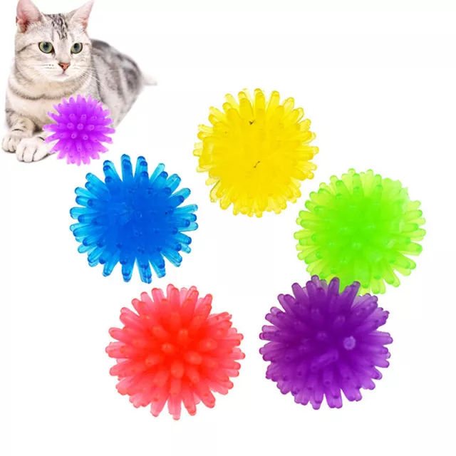 12x Cat Toys Stretch Plush Ball Toy Ball Colorful Interactive Spiky Chew T  ZT