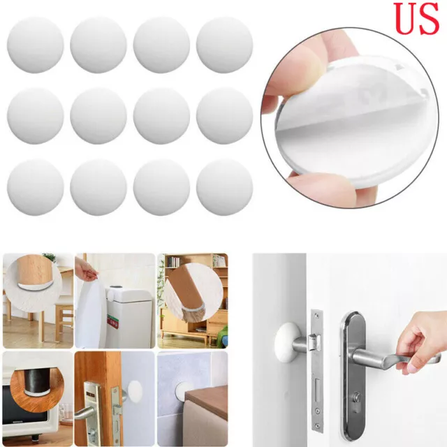 12Pcs Rubber Viscous Door Knob Stopper Bumper Handle Guard Wall Protector Round