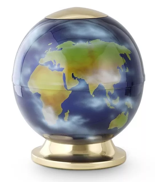 Cremation Ashes Funeral Urn / Casket - (Adult Size) World Globe / Unique Planet