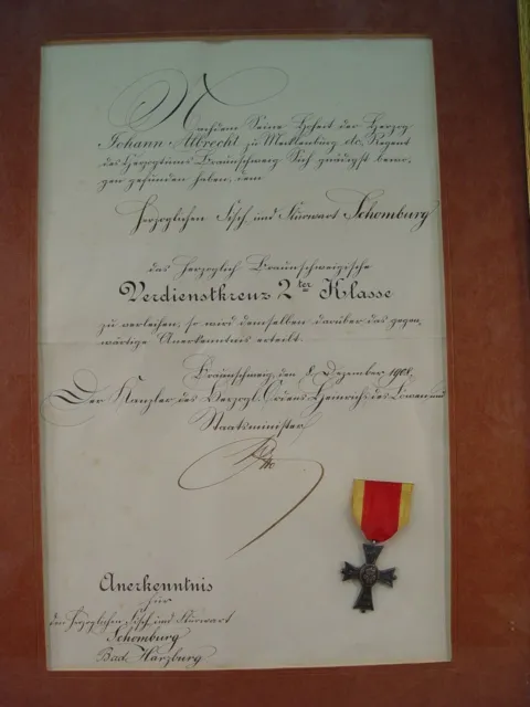 Braunschweig Orden Heinrich des Löwen Verdienstkreuz 2.Klasse, Orden + Urkunde 2