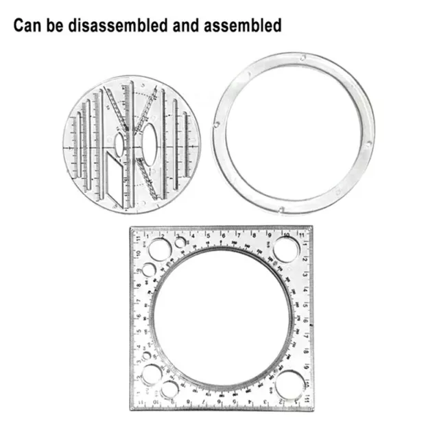 Plantilla de dibujo circular multifuncional, herramienta de dibujo geométrico, 3