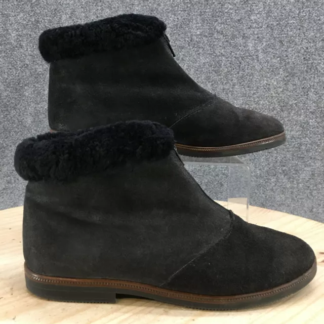 Draper of Glastonbury Boots Womens 12 Ankle Winter Black Sheepskin Zip England