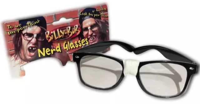 NERD BIRTH CONTROL GLASSES Billy Bob Gag Gift Joke Black Eye Frames Dork Costume