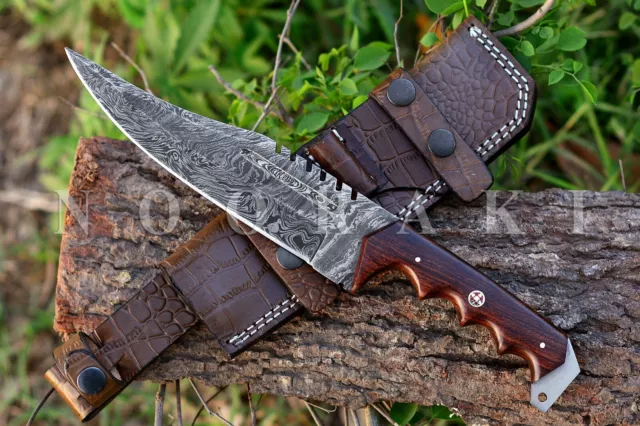 Premium Handmade Damascus Steel Hunting Knife with Sheath Full Tang 12 inches