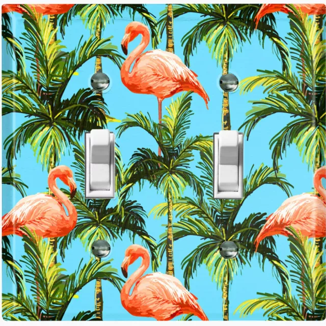 Metal Light Switch Cover Wall Plate Pink Flamingo Tree Party