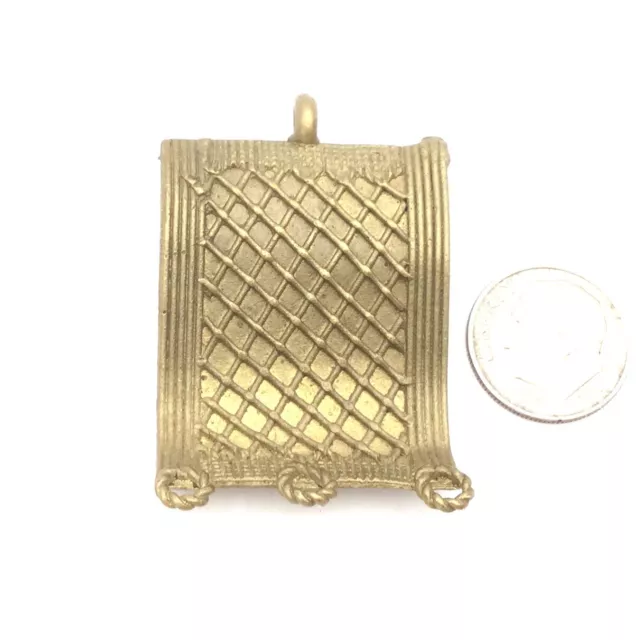 Ashanti African handmade Lost wax Brass Braided Pendant -African trade beads