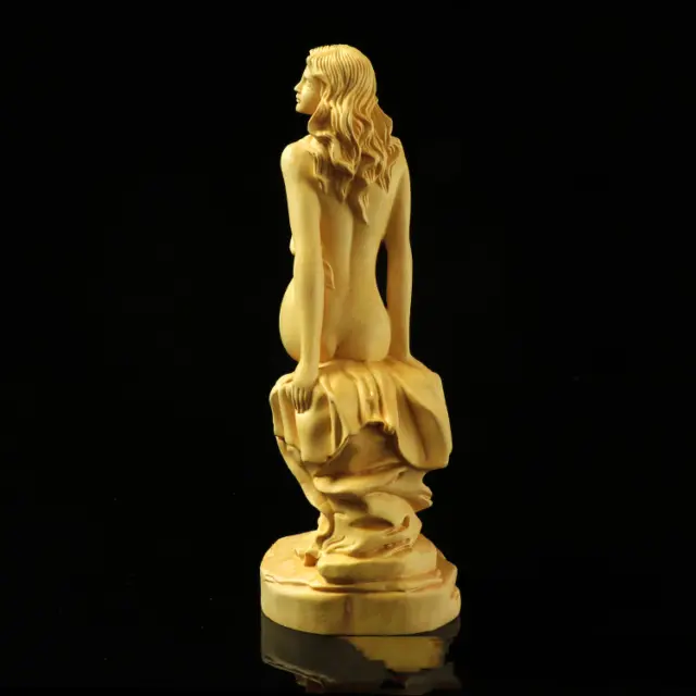 Handmade Boxwood Carved Chinese Natural Statue, Exquisite Character Beauty