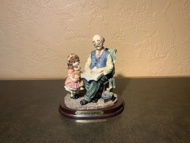 RARE Vintage Montefiori Collection Figurine Grandpa Reading To Granddaughter