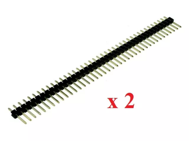 2 PCS. - 40-pin 2.54mm Single Row Straight Male Pin Header Strip - IDC1x40. [UK]