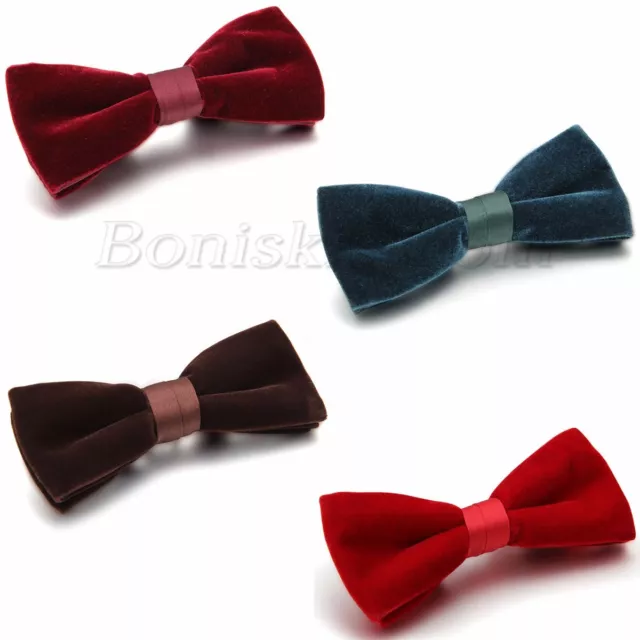 Men's Fashion Double Layer Velvet Wedding Party Bowtie Bow Tie Pre-tied Necktie