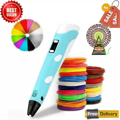 3D Printing Pen Set Doodle Printer Drawing 12 Colours PLA Filament Gift For Kids