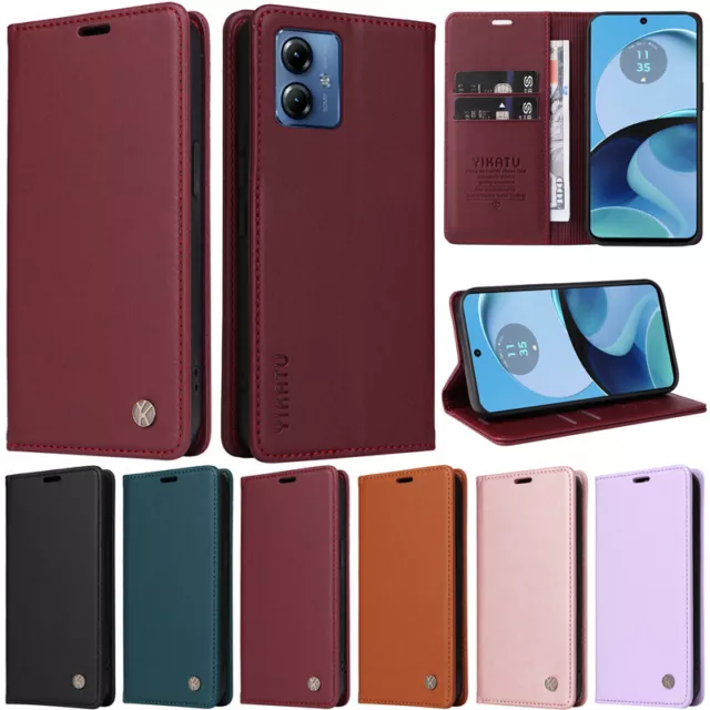 Luxury Book Wallet Leather Flip Cover Case For Motorola Moto G14 G54 G82 5G G32