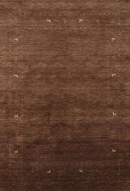 One-of-a-kind Rectangle Tribal Gabbeh Rug Hand-knotted Wool 6x8 ft