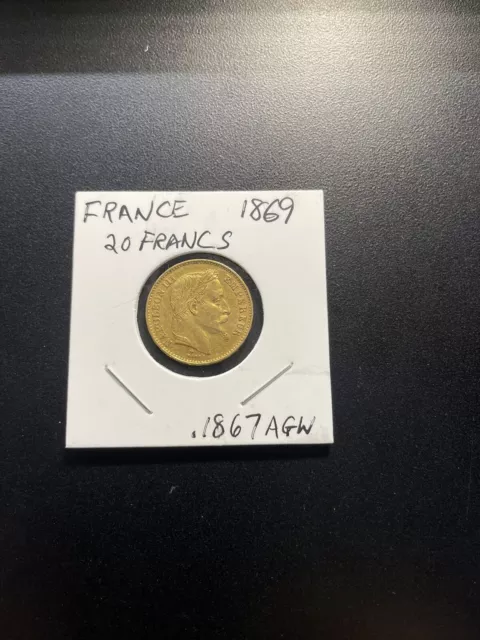 France 1869 Gold 20 Francs