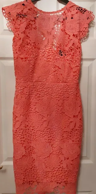 Paper dolls London pink crochet, stunning dress, lined Size 10