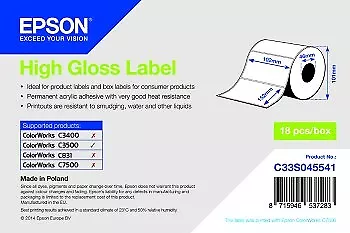 High Gloss Label - Die-cut Roll: 102mm x 152mm, 210 labels