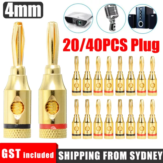 20/40PCS 4mm Banana Plug Gold Plated Musical Audio Speaker Cable Wire Connector