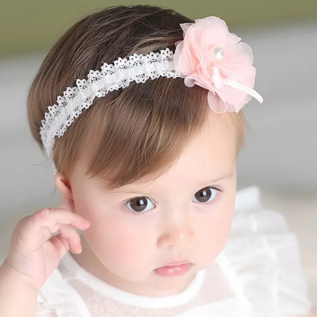 Baby Girl Lace Flower Crown Head Band floral Headband Toddler Hair Bow baptism