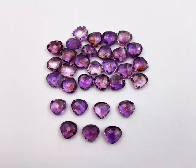 Natural Amethyst Heart Briolette Cut Loose Gemstone Lot 31 Pcs 12 MM 139 CT