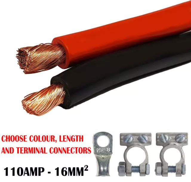 16mm2 110 A Amps Flexible PVC Battery Welding Cable Black Red Car Auto Van  Boat