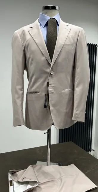 Abito Uomo Made In Italy Beige Fresco Lana 46 48 50 52 54 56 58 60 Primaverile