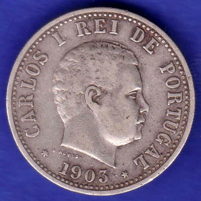 Portuguese India-1903-Carlos I-Uma Rupia-Very Rare Silver Coin
