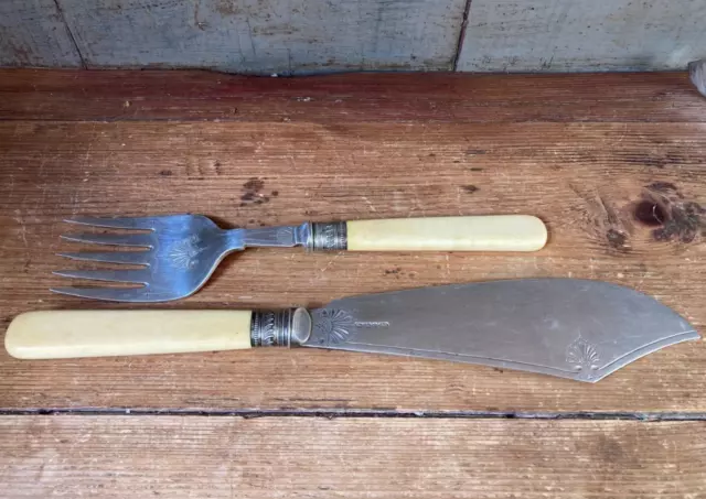 Antique Fish Serving Silver Plated Edwardian Table Flatware Set c.1905