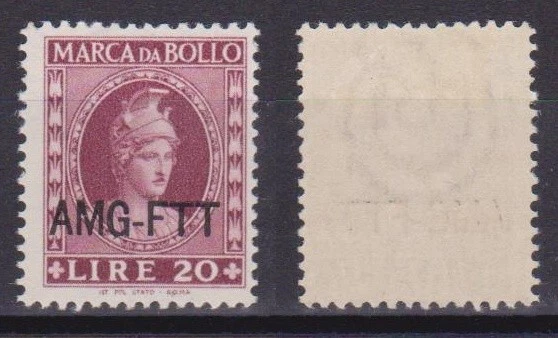 "Amg-Ftt Trieste Fiscal Revenue Lire 20 Dark Vermillion-New"
