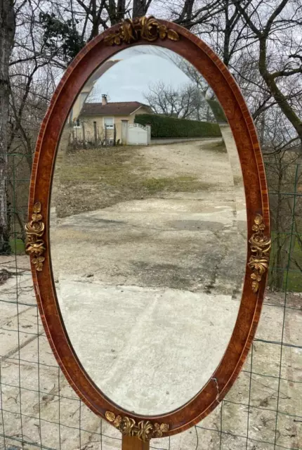 Miroir Ovale doré début 20ème siècle en bon état correct _ 111 x 66 cm