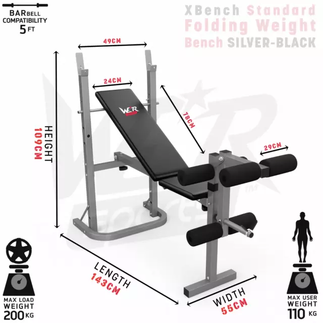 Folding Weight Bench & Weight Rack Incline Decline Home Gym Adjustable Bench 3