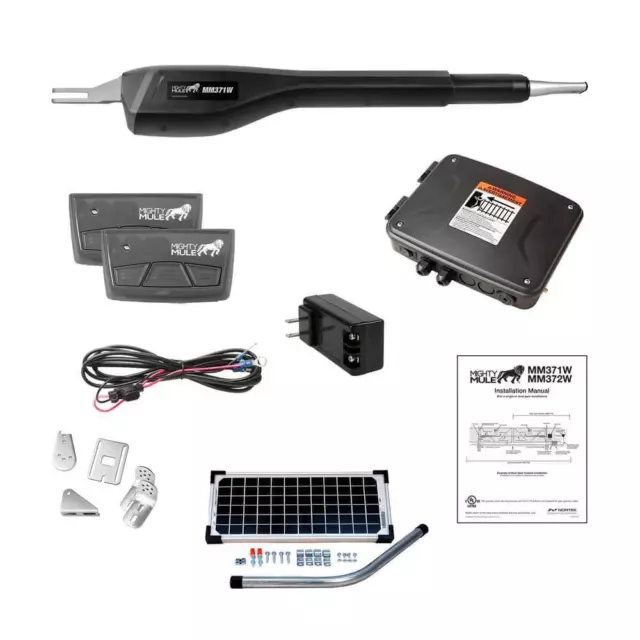 Mighty Mule Swinging Gate Opener Solar Panel Combo Kit Smart Capable - Plug-in