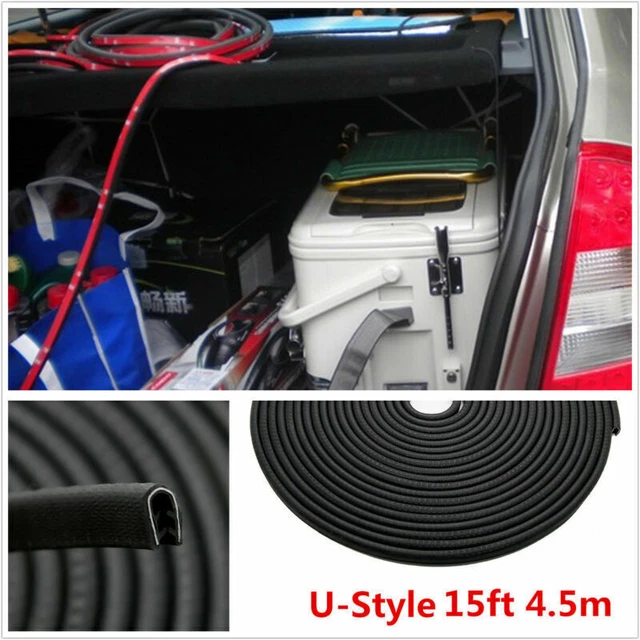 15ft 4.5m Black Trim Rubber Strip Car Door Edge Seal Weather-strip Steel Insert