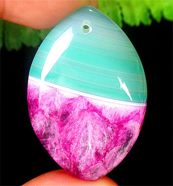 48x32x6mm Rose&Green Stripes Druzy Geode Agate Marquise Pendant Bead BQ66463