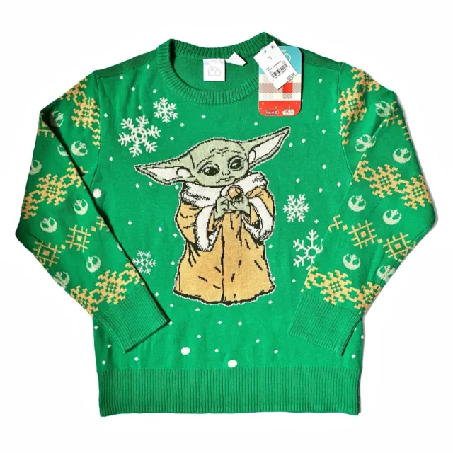 Disney 100 Star Wars Christmas Sweater Grogu Baby Yoda Mandalorian Winter Kids M