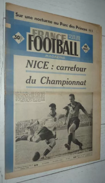 France Football #266 1951 Nice Losc Nimes Sete Reims Lens Racing Bangu Bresil