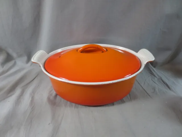 Cast Iron Casserole Dish & Lid Volcanic Orange Cousances Le Creuset MADE  FRANCE