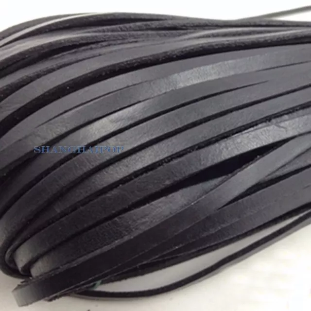Cordón de cuerda plano de cuero genuino de 10 metros para pulsera collar correa hágalo usted mismo 3 mm-10 mm