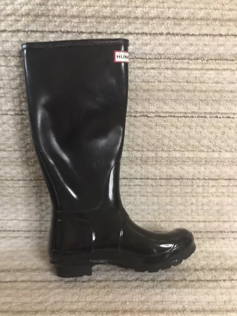 HUNTER ORIGINAL TALL Black Gloss Wellington Rain Boots Womens Size 7 ...