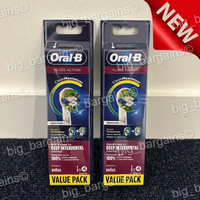 8 x Genuine Oral-B Floss Action Toothbrush Heads with Clean Maximiser Technology