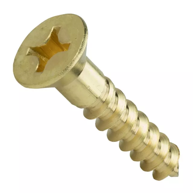 Finish Cross Recessed Tapping Flat Head Wood Screws Solid Brass Self Drilling